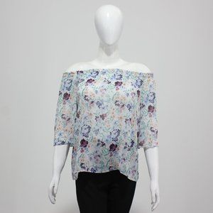 Mango Women Floral Print White Top